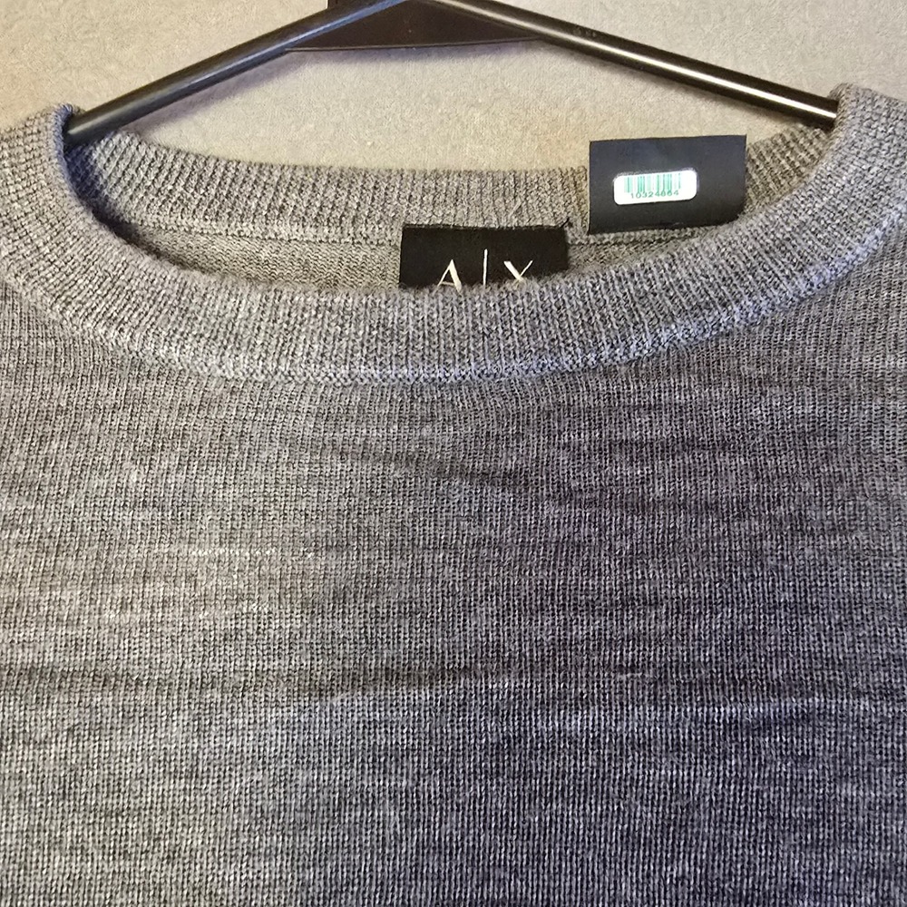 Armani Exchange Mens Colorblock Wool Blend Crewneck Sweater Grey Blue XS 6YZM2R - Picture 14 of 16